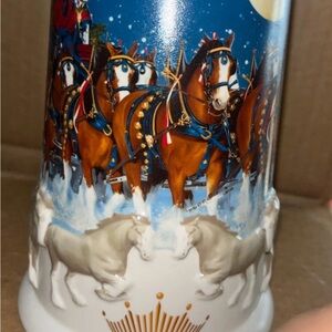 Budweiser Stein 1996 Holiday Stein American Homestead Christmas Mug Beer Stein